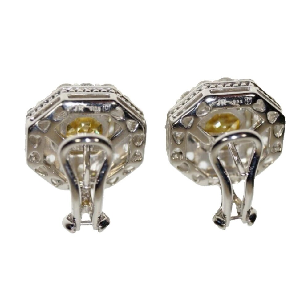 Judith Ripka Bright Yellow Crystal and White Topaz Casablanca Stud Earrings - Picture 10 of 12